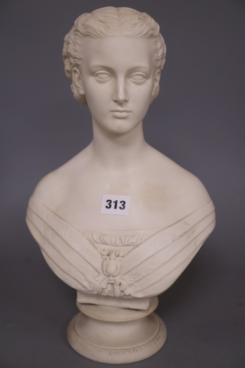 A late 19th century Copeland spode parian bust of Alexandra, height 38cm